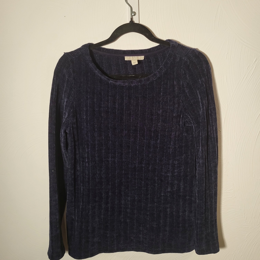 Dana Buchman Navy Textured Knit Top